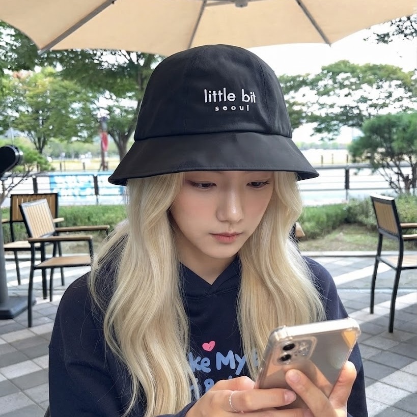 little bit seoul bucket hat, worn — Instagram post