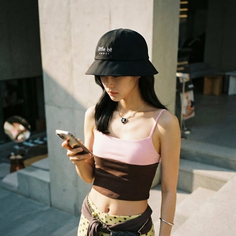 little bit seoul bucket hat, worn — Instagram post