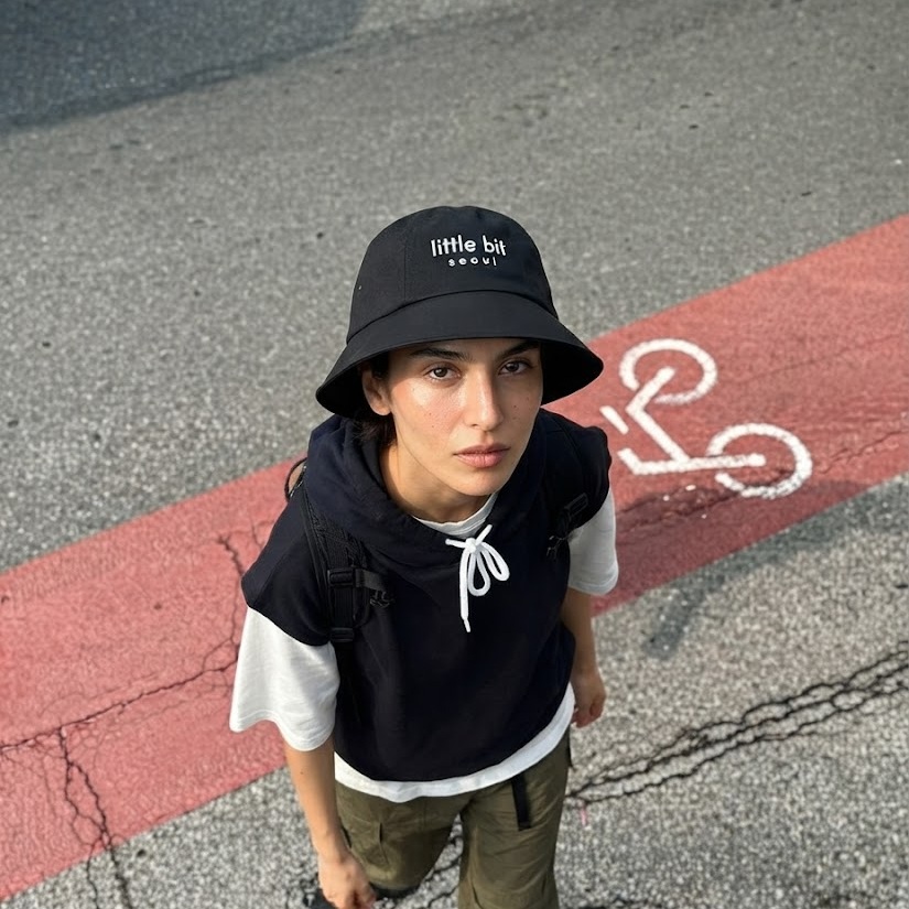 little bit seoul bucket hat, worn — Instagram post