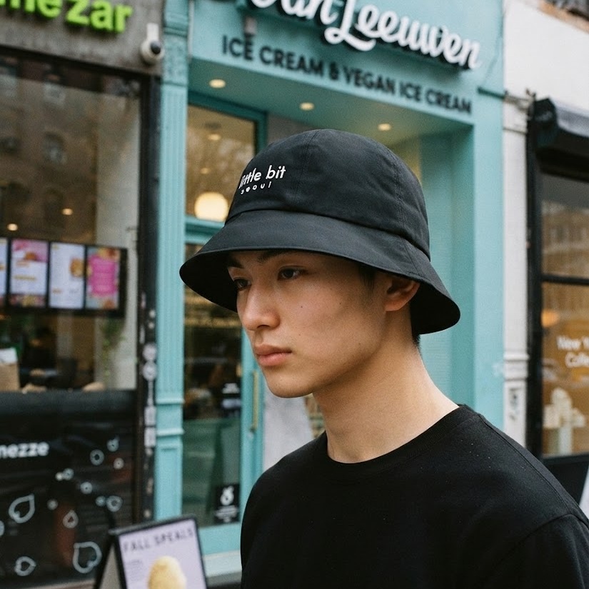 little bit seoul bucket hat, worn — Instagram post