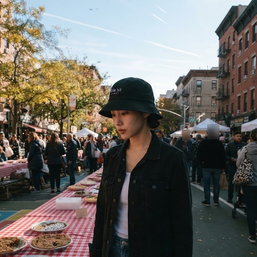 little bit seoul bucket hat, worn — Instagram post